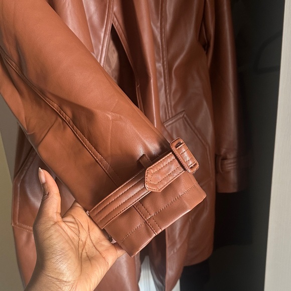 Women's Brown Double-Breasted Coat - Picture 4 of 5